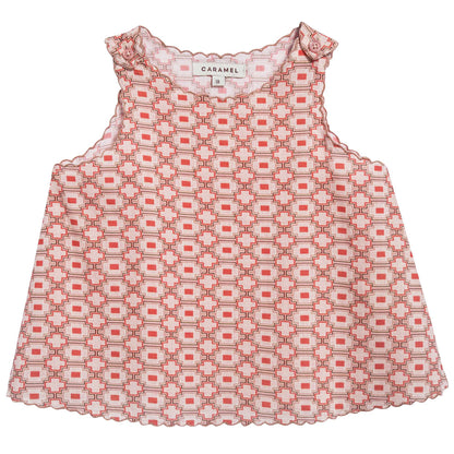 Baby Girls Kaleido Red Cotton Woven Top