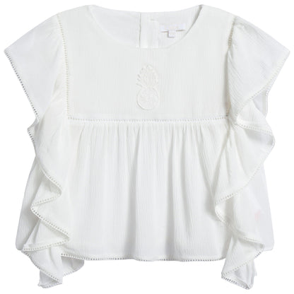 Baby Girls Off White Viscose Blouse