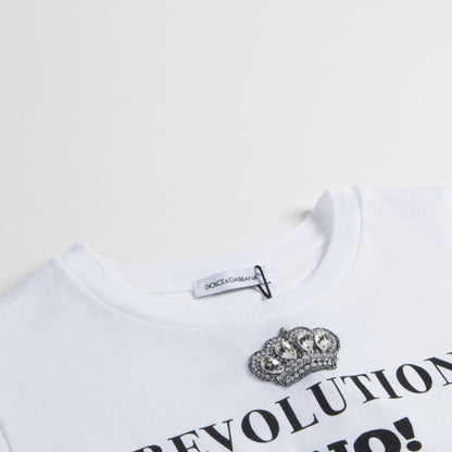 Girls White Cotton T-shirt