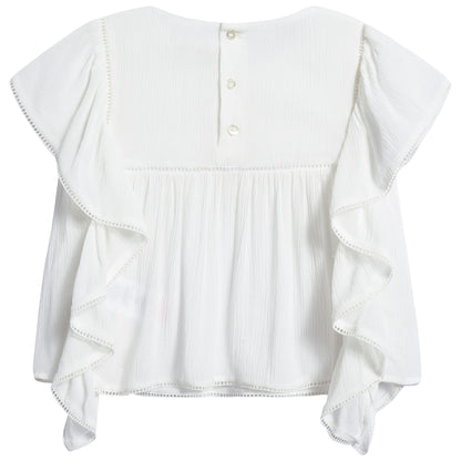 Baby Girls Off White Viscose Blouse