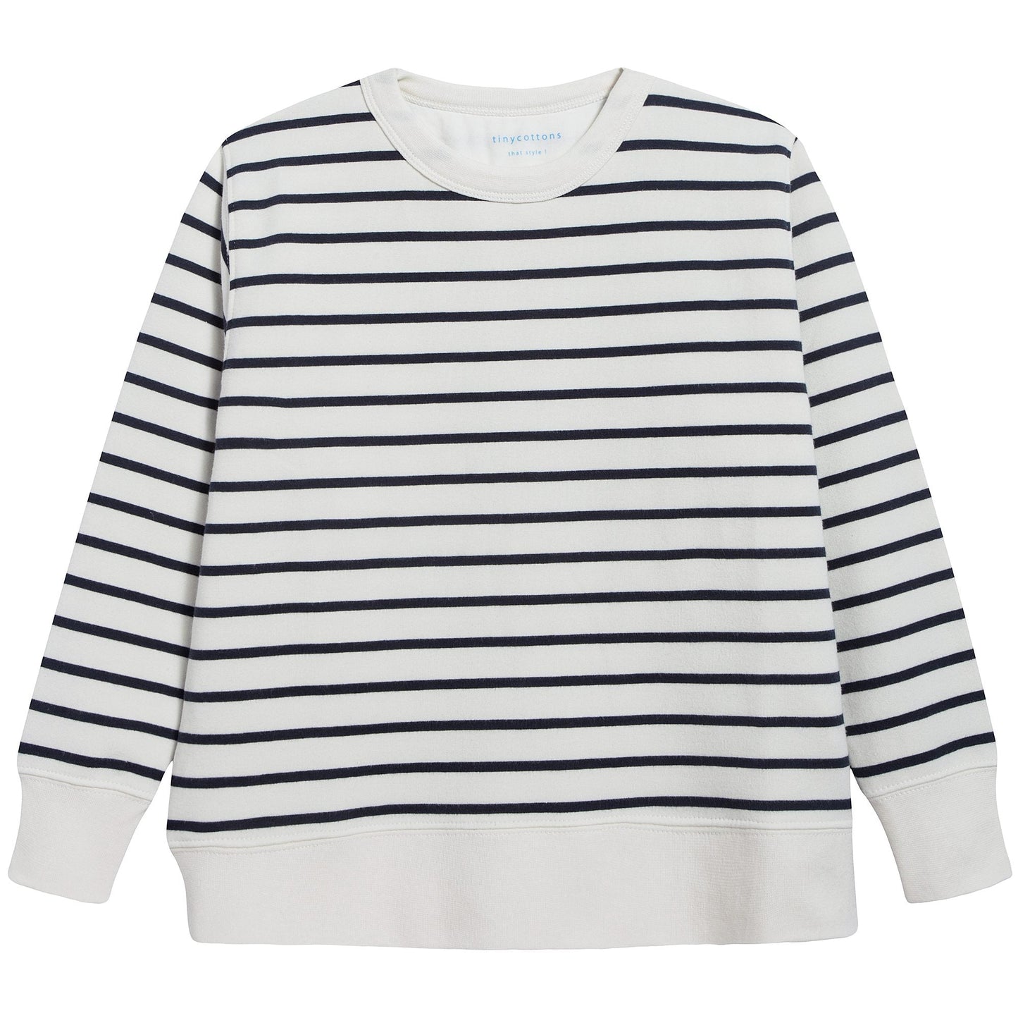 Girls Off White & Navy Small Stripes Sweatshirt
