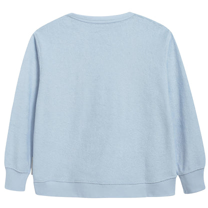 Girls Light Blue & Carmine Pima Cotton Sweatshirt