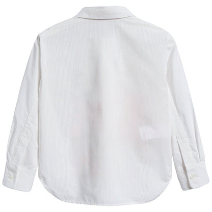 Girls White Printed Cotton T-shirt