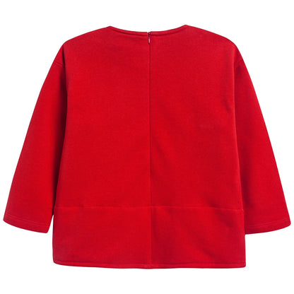 Girls Flame Red Cotton Sweater