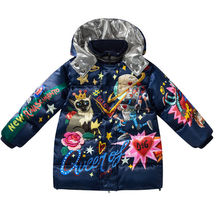 Baby  Girls  Mirror Blue  Polyester   Coat