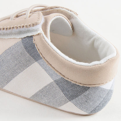 Baby Boys&Baby Girls Beige Check Pre-Walker Shoes