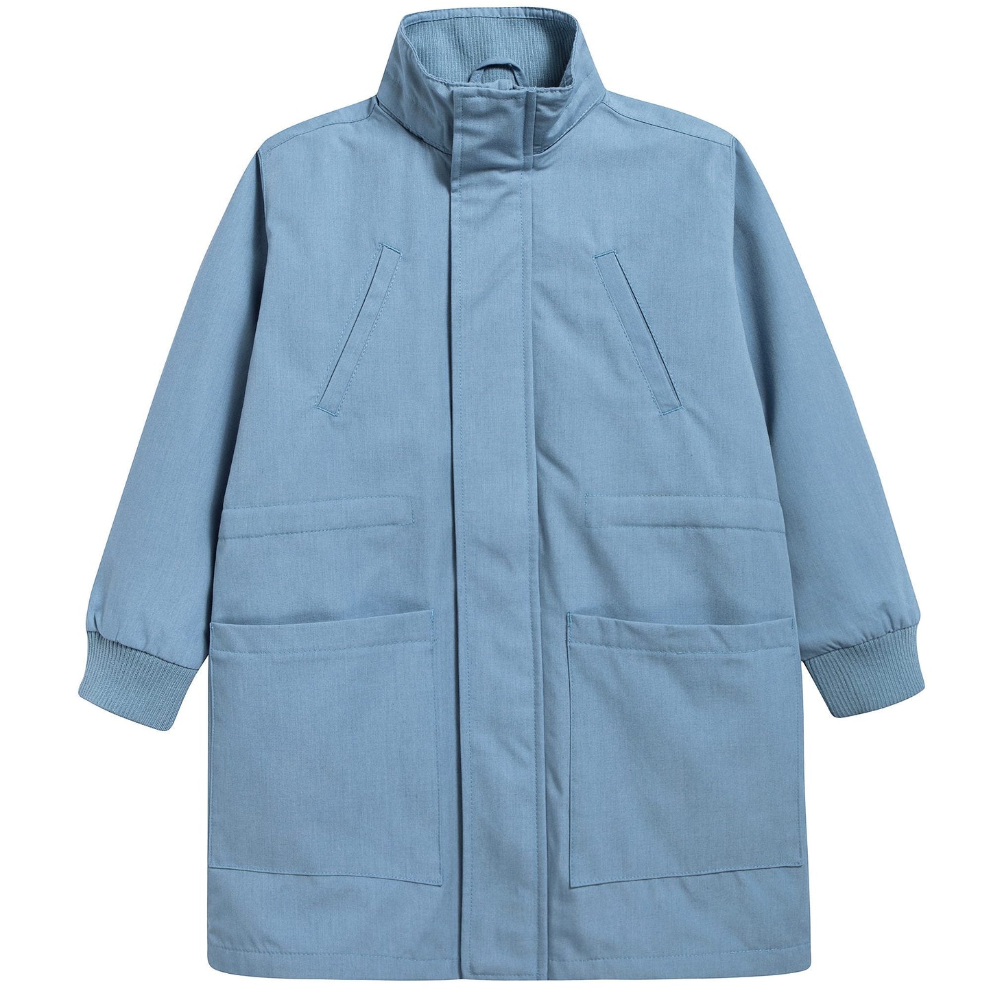 Girls Light Cerulean Blue Solid Jacket