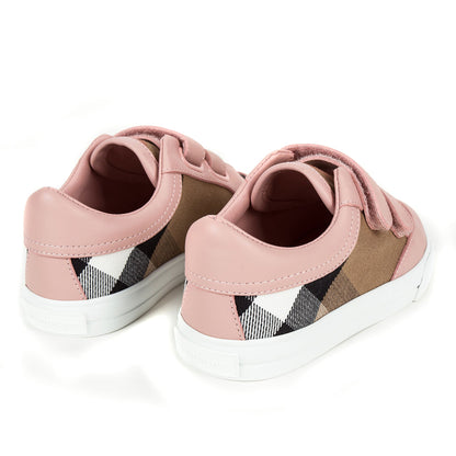 Girls Pink & Beige Check 'Mini Heacham' Trainers