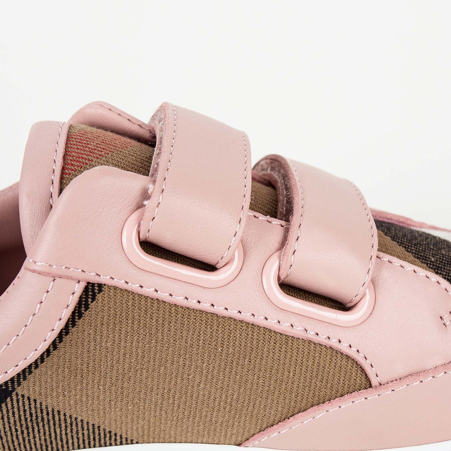 Girls Pink & Beige Check 'Mini Heacham' Trainers