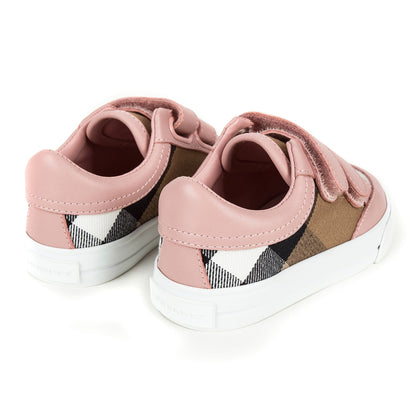 Baby Girls Pink & Beige Check 'Mini Heacham' Trainers