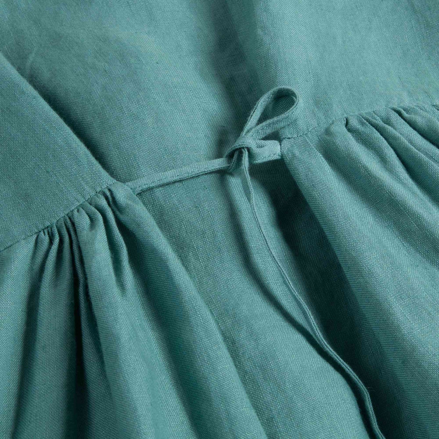 Girls White Sage Green Linen Dress