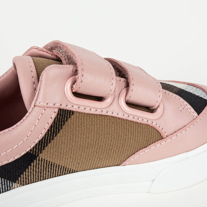 Baby Girls Pink & Beige Check 'Mini Heacham' Trainers