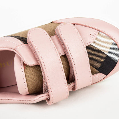 Baby Girls Pink & Beige Check 'Mini Heacham' Trainers