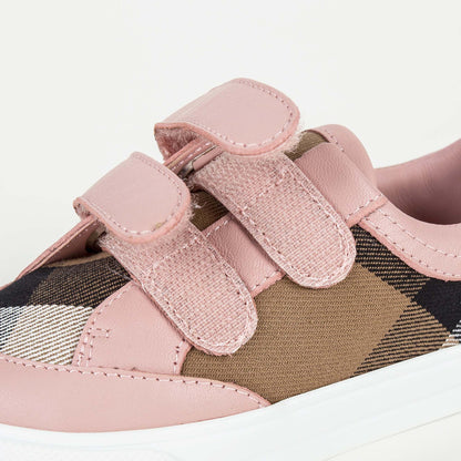 Baby Girls Pink & Beige Check 'Mini Heacham' Trainers