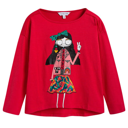 Girls Red 'Miss Marc' T-shirt