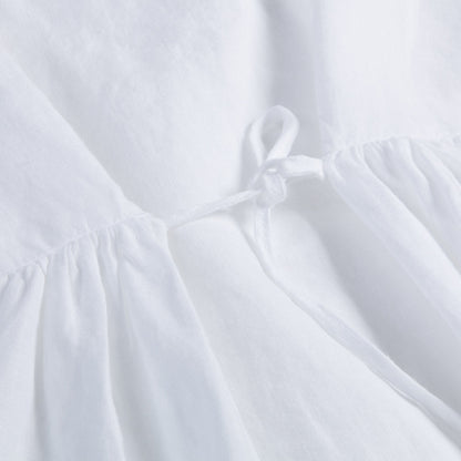女童白色亚麻连衣裙