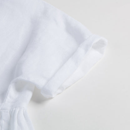 女童白色亚麻连衣裙