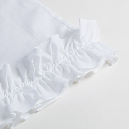 Girls White Lace Cotton T-shirt
