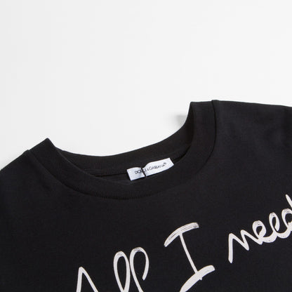 Girls Black Logo & Heart Top
