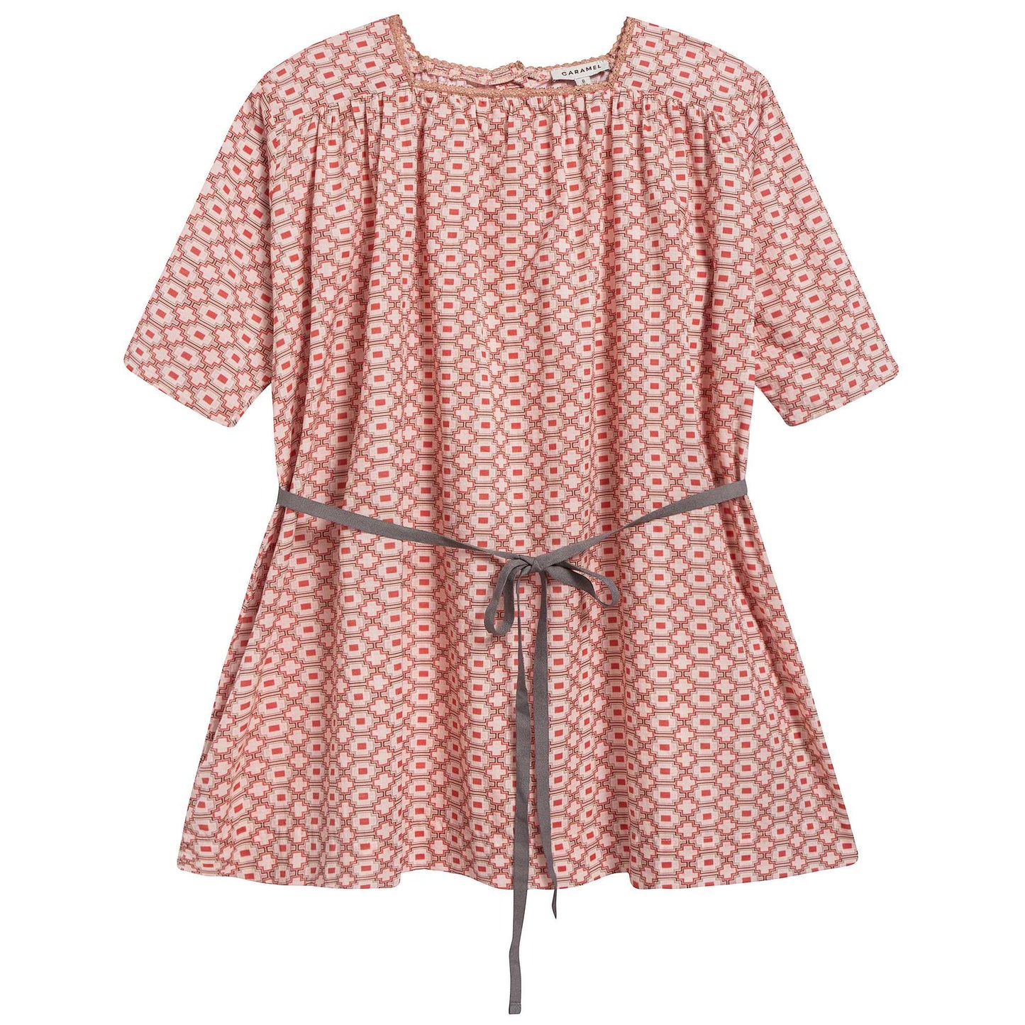 Girls Kaleido Red Cotton Woven Dress