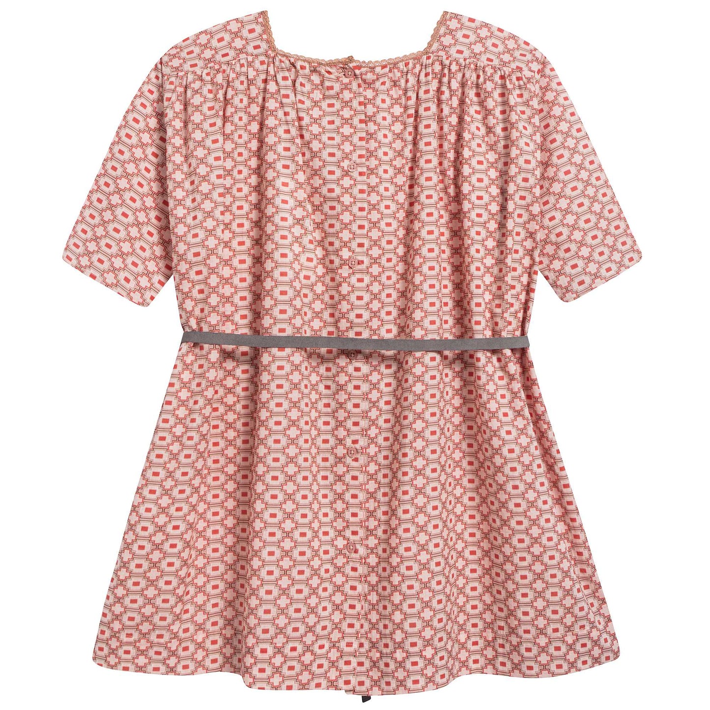 Girls Kaleido Red Cotton Woven Dress