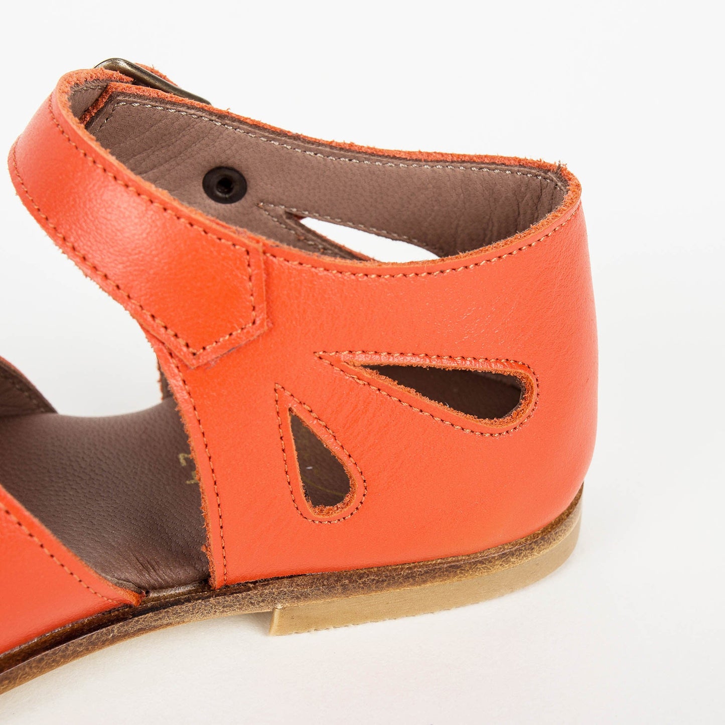 Girls Orange Cowskin Leather Sandals
