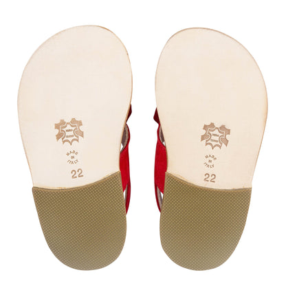 Girls Red Flower Sandals