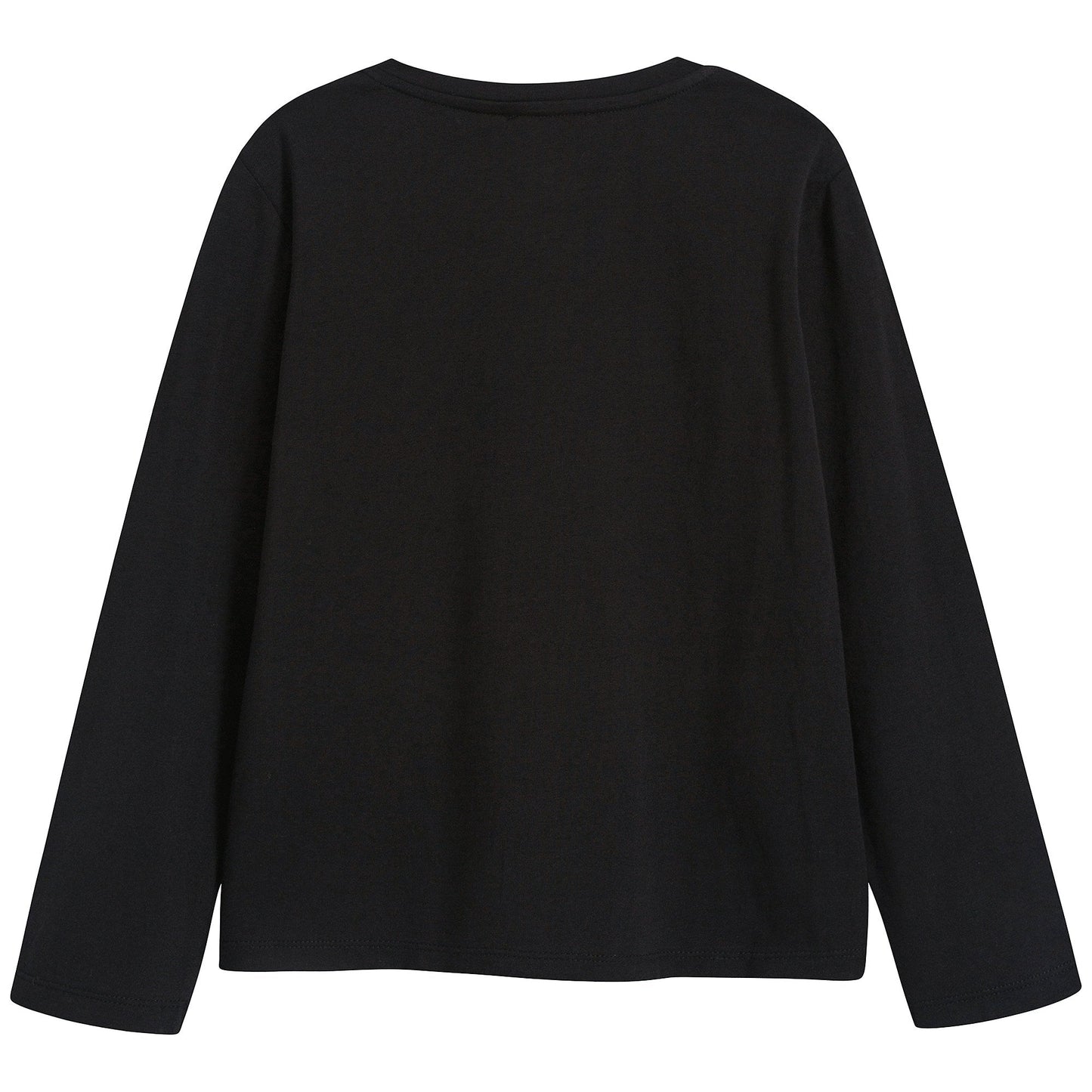 Girls Black Tiger Printed Cotton T-shirt