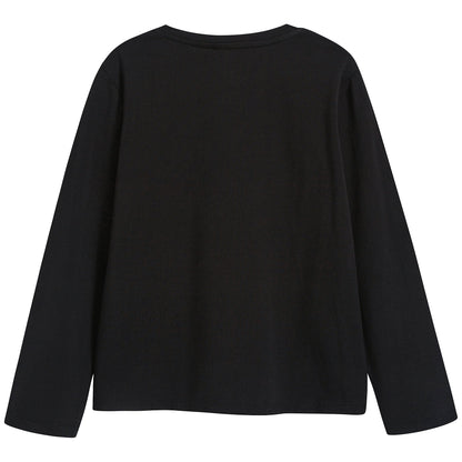 Girls Black Tiger Printed Cotton T-shirt