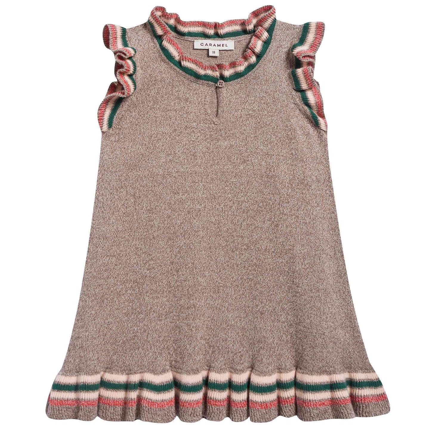 Girls Mocha Cotton Knitwear Dress