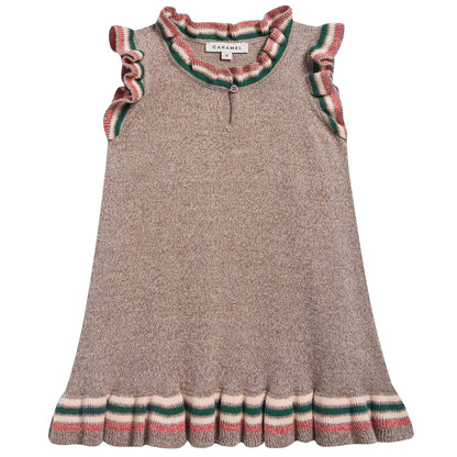 Girls Mocha Cotton Knitwear Dress
