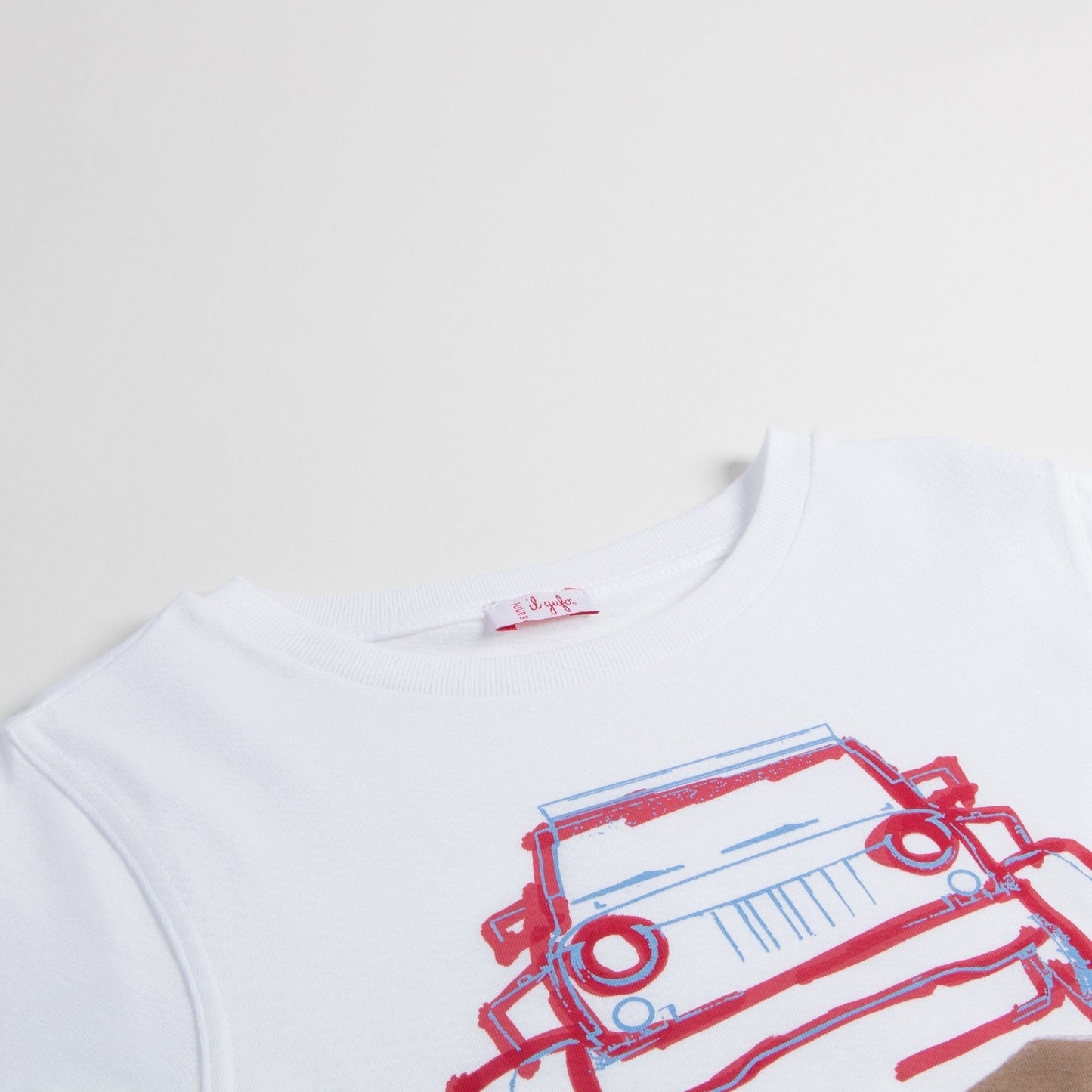 Boys White  "Cherry  Car"  Cotton  T-shirt