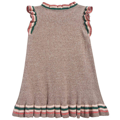 Girls Mocha Cotton Knitwear Dress