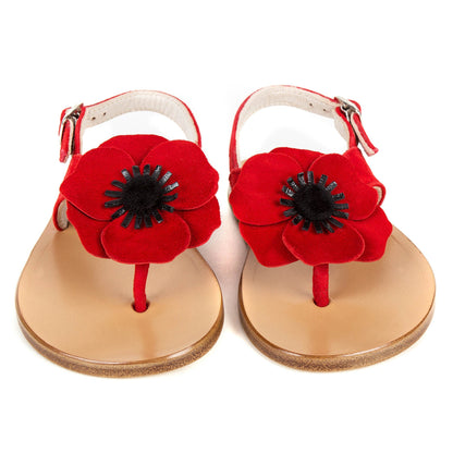 Girls Red Flower Sandals
