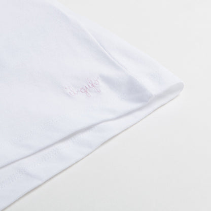 Girls White "Light  Pink  Flower" Cotton T-shirt