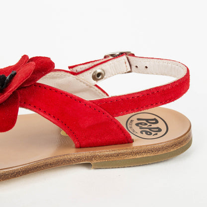 Girls Red Flower Sandals