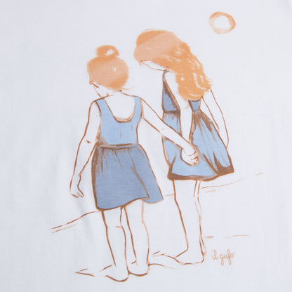 Girls White "Denim Blue Girls" Cotton T-shirt