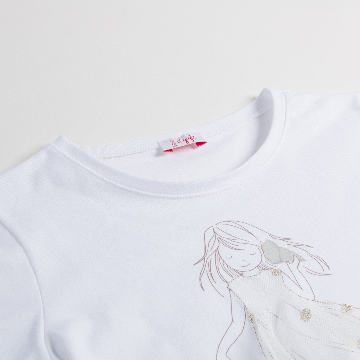Girls White "Gold Girls" Cotton T-shirt