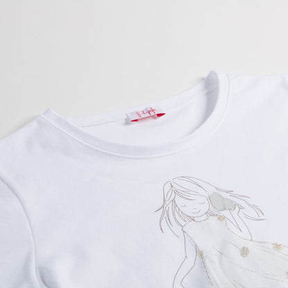 Girls White "Gold Girls" Cotton T-shirt