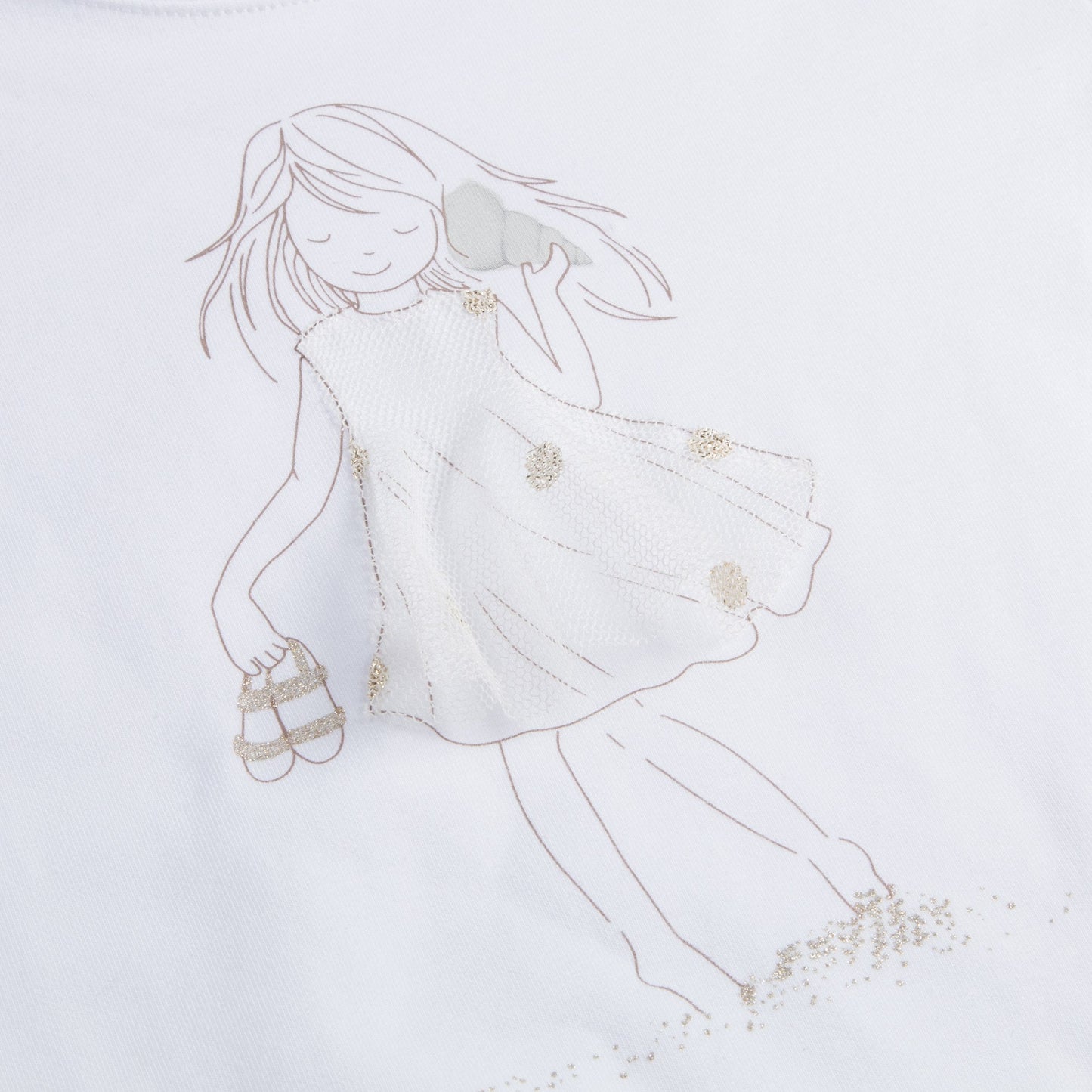 Girls White "Gold Girls" Cotton T-shirt