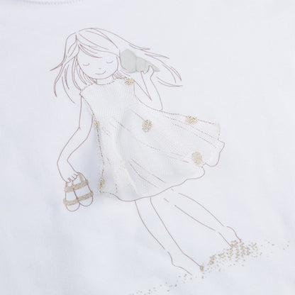 Girls White "Gold Girls" Cotton T-shirt