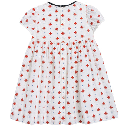 Baby Girls White Milk & Red Printed Dress