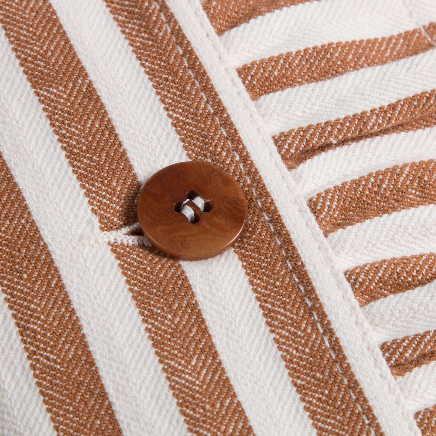 Girls Rust Orange Striped Cotton Coat