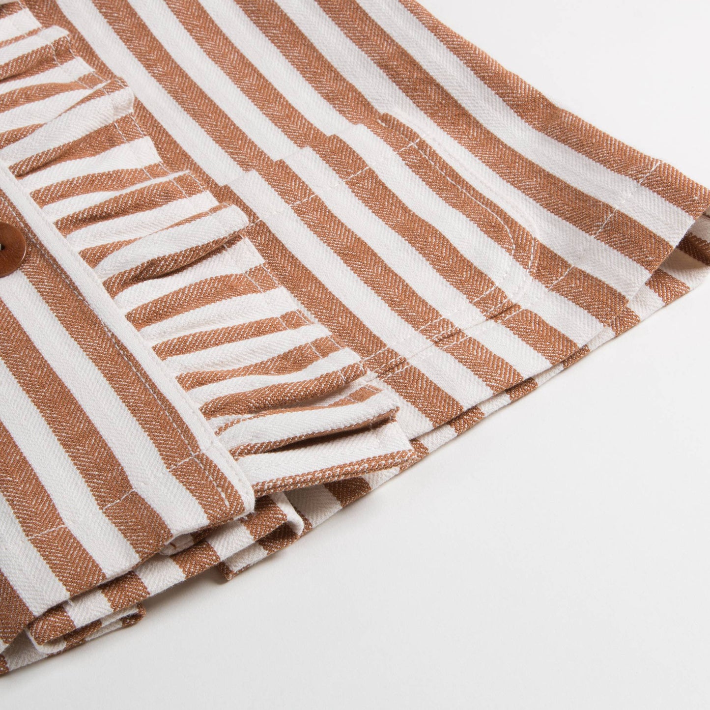 Girls Rust Orange Striped Cotton Coat