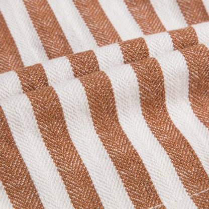 Girls Rust Orange Striped Cotton Coat