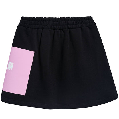 Girls Black Logo Cotton Fleece Skirt