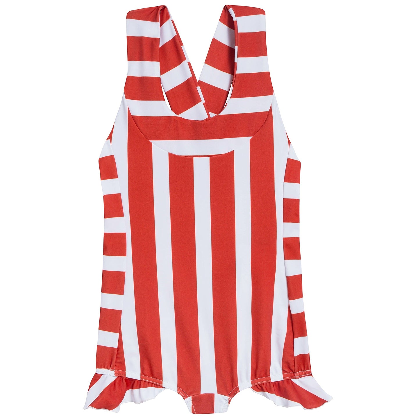 Girls Red Stripes Swimsuit