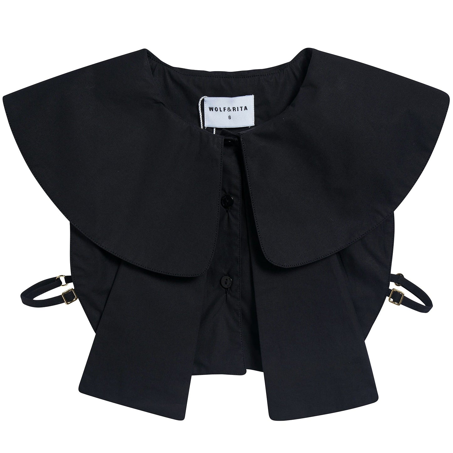 Girls Black Cotton Collar Top
