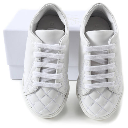 Baby Optic White Calf Grain Leather Trainers