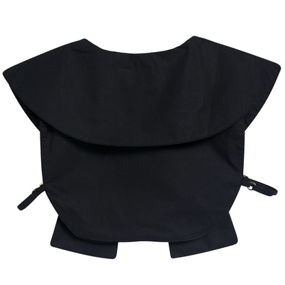 Girls Black Cotton Collar Top